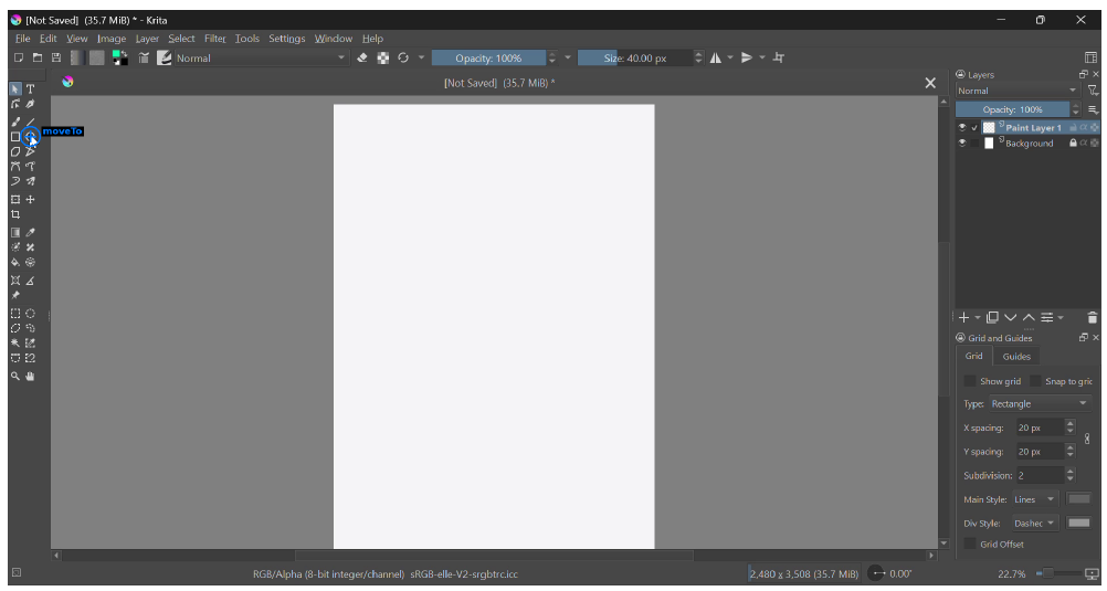 Step 0: Initial Krita canvas state