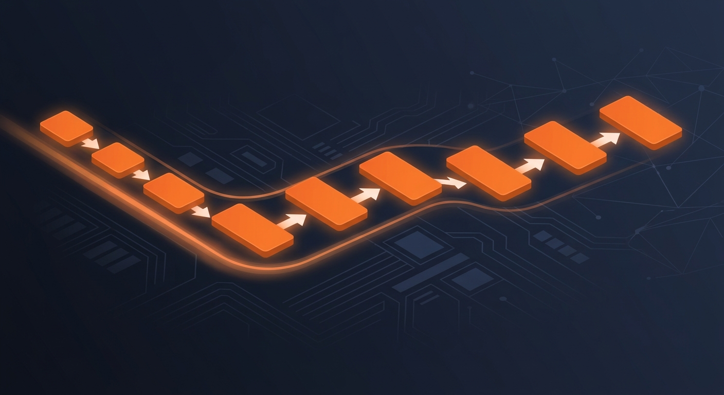 Abstract illustration of autoregressive token generation sequence