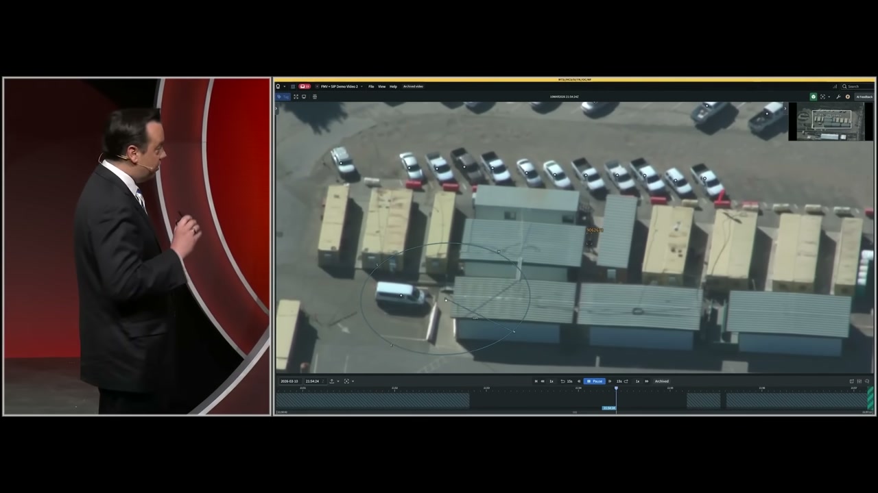 Palantir aerial surveillance intelligence platform showing facility overhead imagery