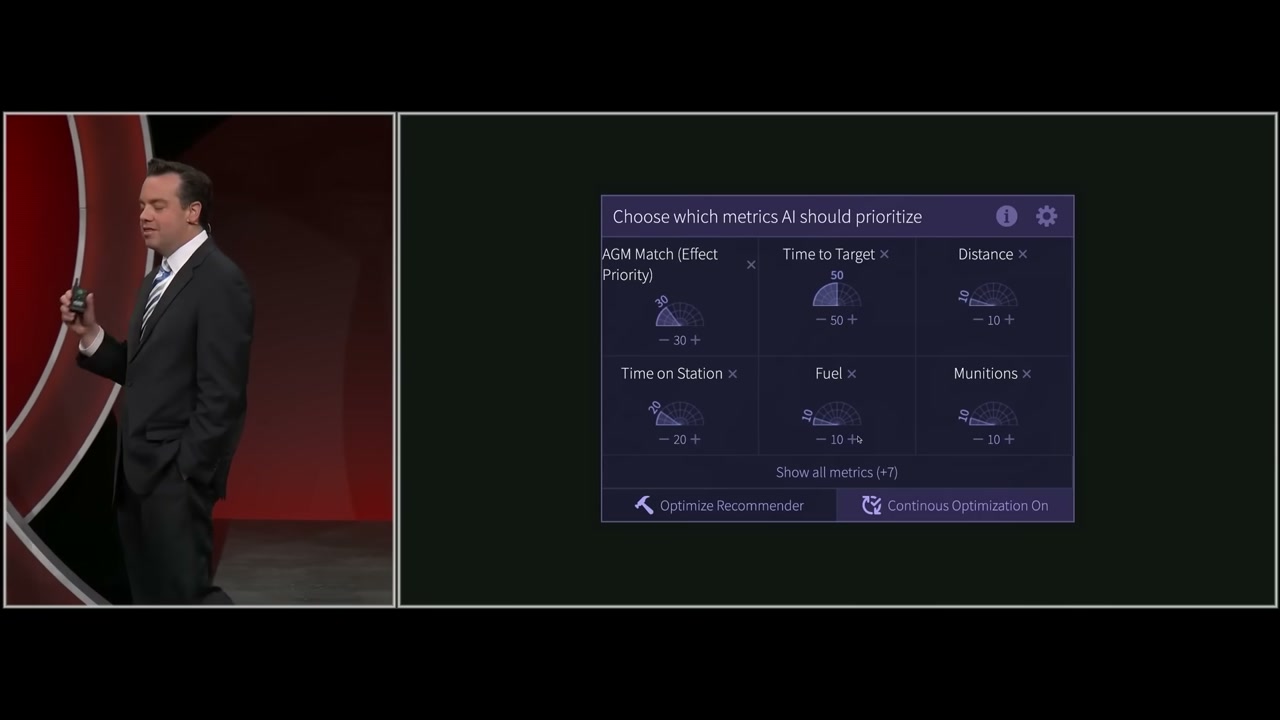 AI optimization criteria dialog with AGM Match Time to Target Distance sliders